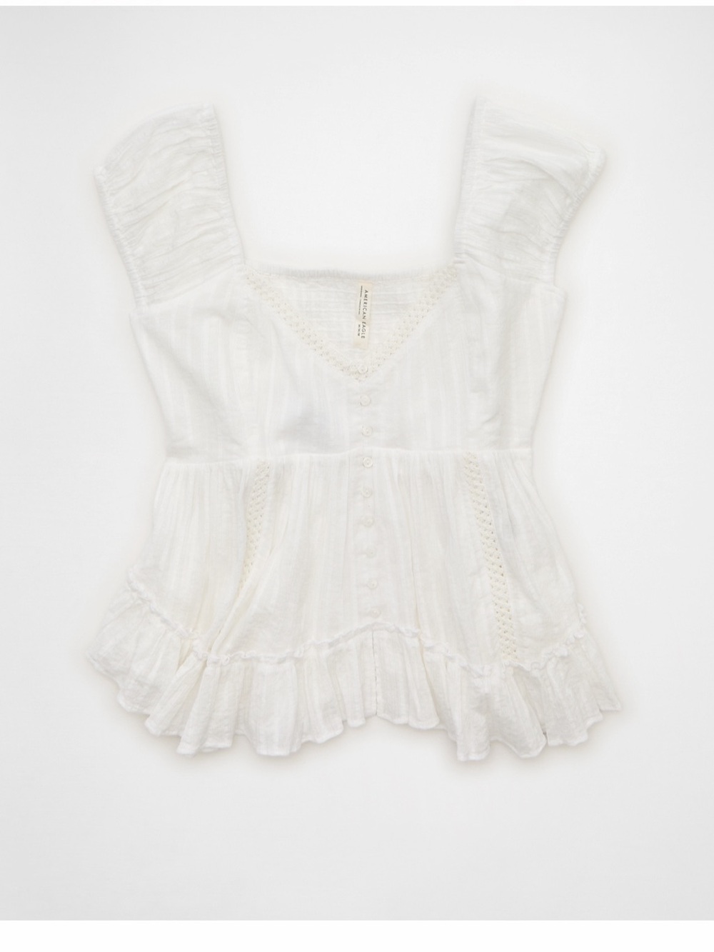 American Eagle Lace Trim Babydoll Blouse